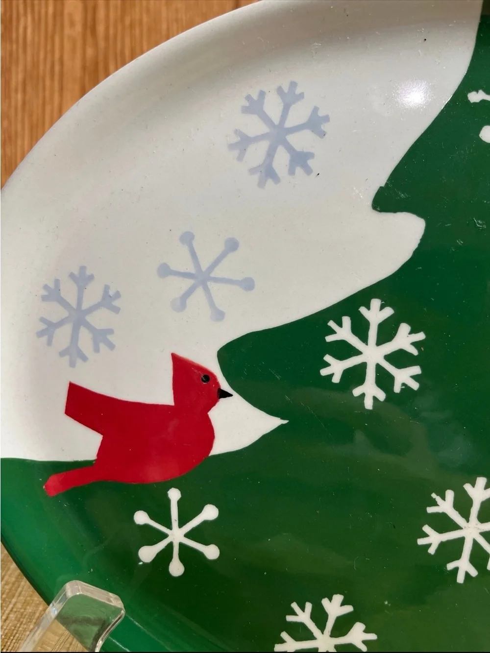 Princess House Cardinal Holiday Evergreen Tree Ceramic Serving Platter -